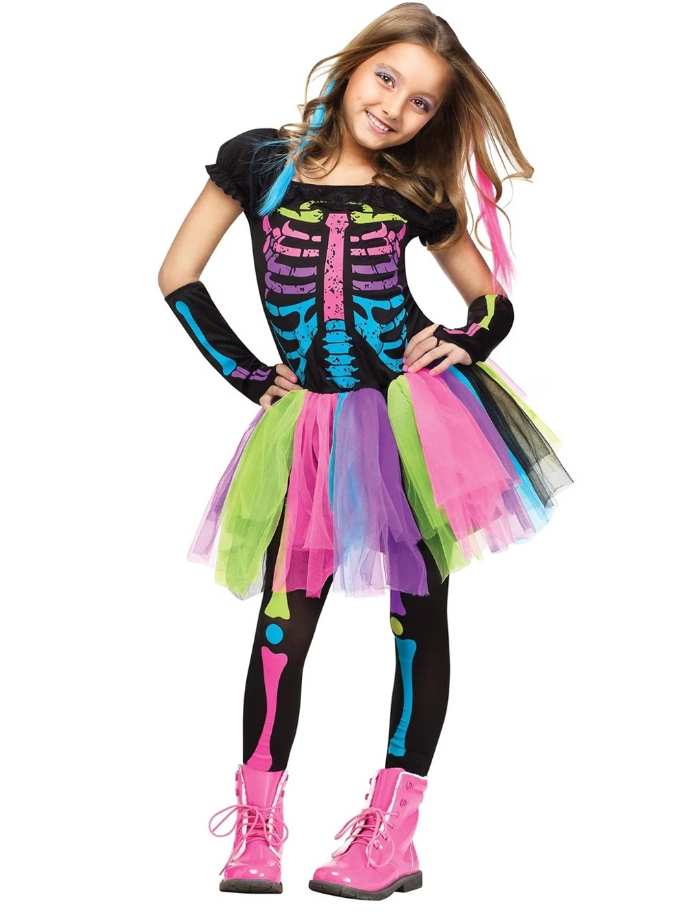 Funworld Neon Skeleton Tutu Costume for Kids - Size Large